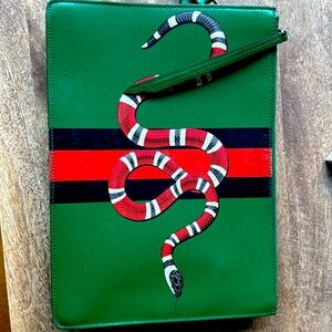 Gucci Web and Snake Messenger Bag Printer Leather Large